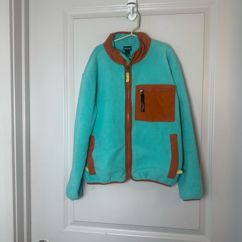 Patagonia Youth Synchilla Fleece Teal Full Zip Unisex Jacket, Size Large -12 - Picture 8 of 8